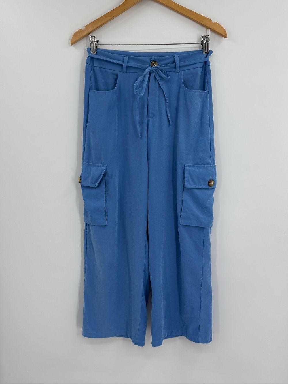 Ticket Wide Leg Cropped Cargo Pant | Blue | Small